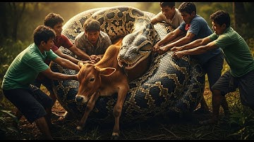 The Incredible Moment: Brave Heroes Save Helpless Calf from GIANT Python