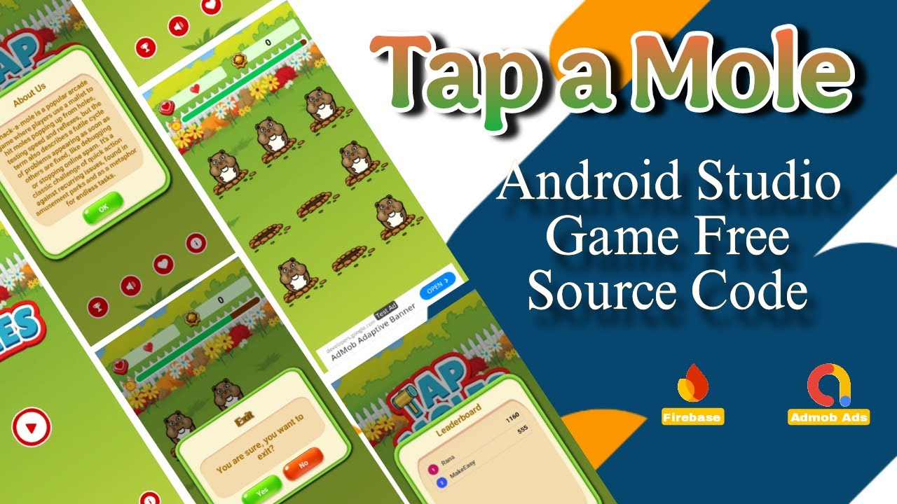 Tap A Mole Game App in Android Studio | Firebase Leaderboard + AdMob | Full Source Code | MakeEasy