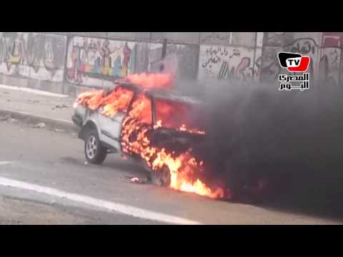 احتراق سيارة أسفل محور صفط اللبن بسبب الحرارة