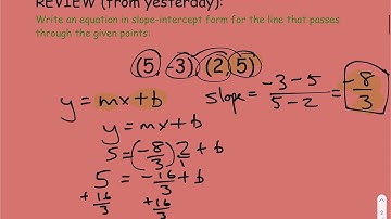 Alg 4-2 Writing Equations in Standard and Point Slope Forms - Review on y=mx+b form