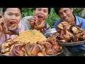 Donation Food Cooking Chicken Thighs Steamed Fried Glutinous Rice Recipe - Sharing Foods in Village