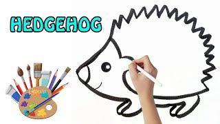 How to Draw and Paint Hedgehog Animal | How to fill a drawing? | easy drawing for kids