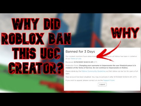 Why Did Roblox Ban This Ugc Creator Stupid Roblox Bans Youtube - roblox ban creator