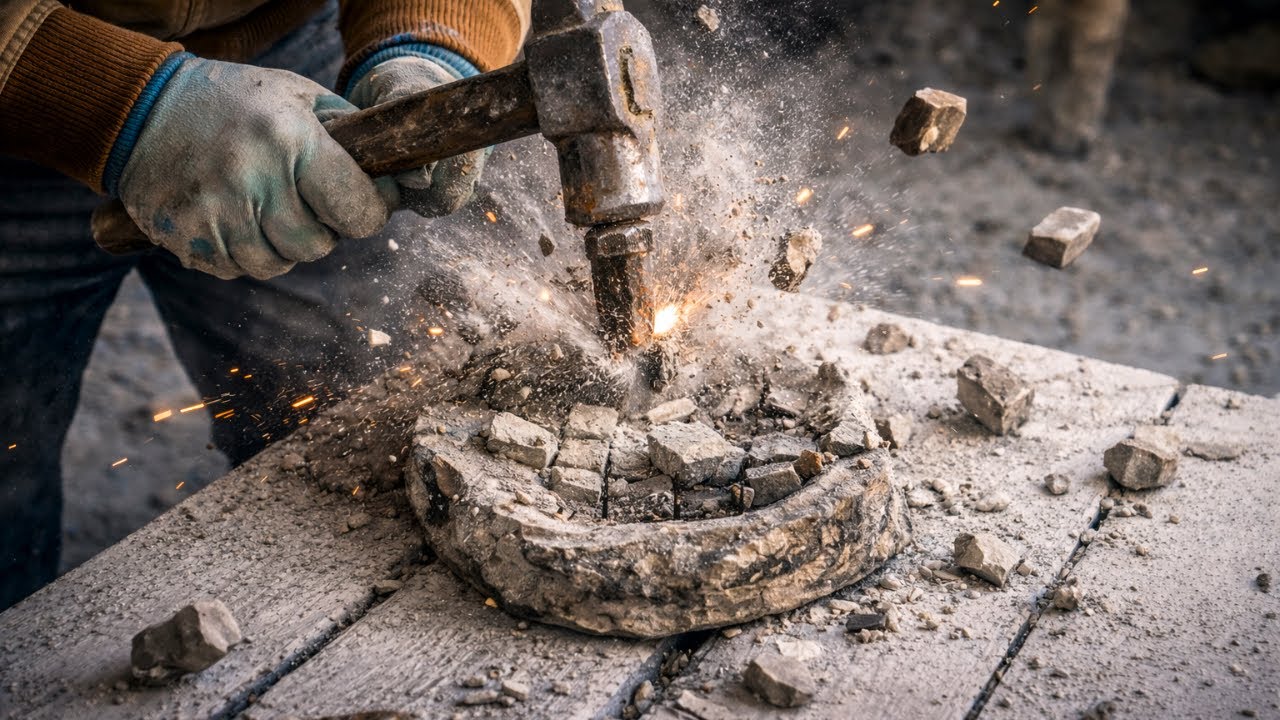 Превращение необработанного речного камня в потрясающую мраморную чашу.  Резьба по камню своими рука