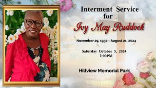 Interment Service for Ivy May Ruddock
