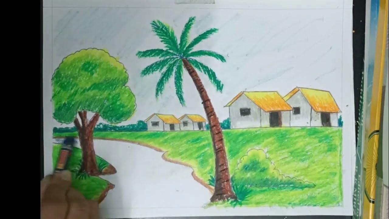 How to draw a beautiful landscape/scenery । very easy step by step