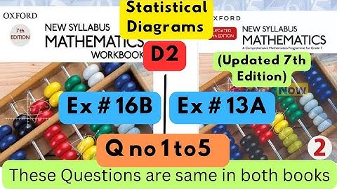 Same Questions in both books, D2,Statistical diagrams, ,Ex#16B, D2(Updated Edition), Ex 13A, Q 1 to5