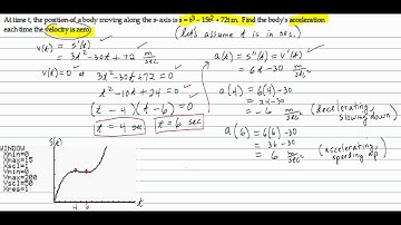 Find the acceleration of an object when the velocity is zero