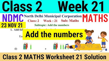 NDMC Class 2 Maths Week 21 Worksheet 21 (23/11/21) | worksheet 21 class 2nd maths worksheet Solution