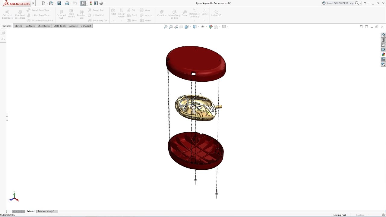 solol ソルオル motto_kuma solworks model SOLIDWORKS Dr. Strange Eye of Agamotto Enclosure Tutorial - Part 4