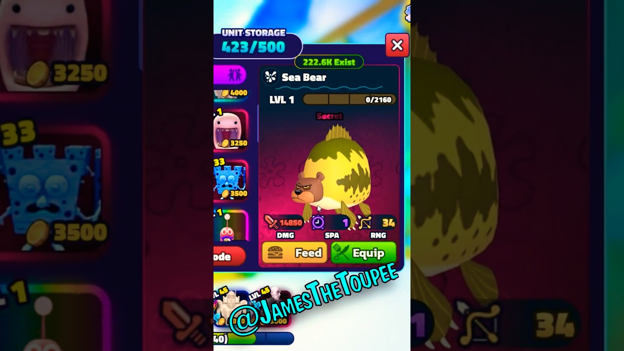 I GOT THE SEA BEAR SECRET UNIT in SPONGEBOB TOWER DEFENSE! 