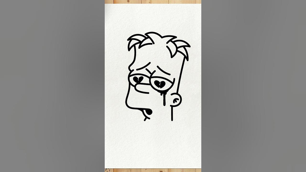 como desenhar o Bart Simpsons triste e apaixonado 