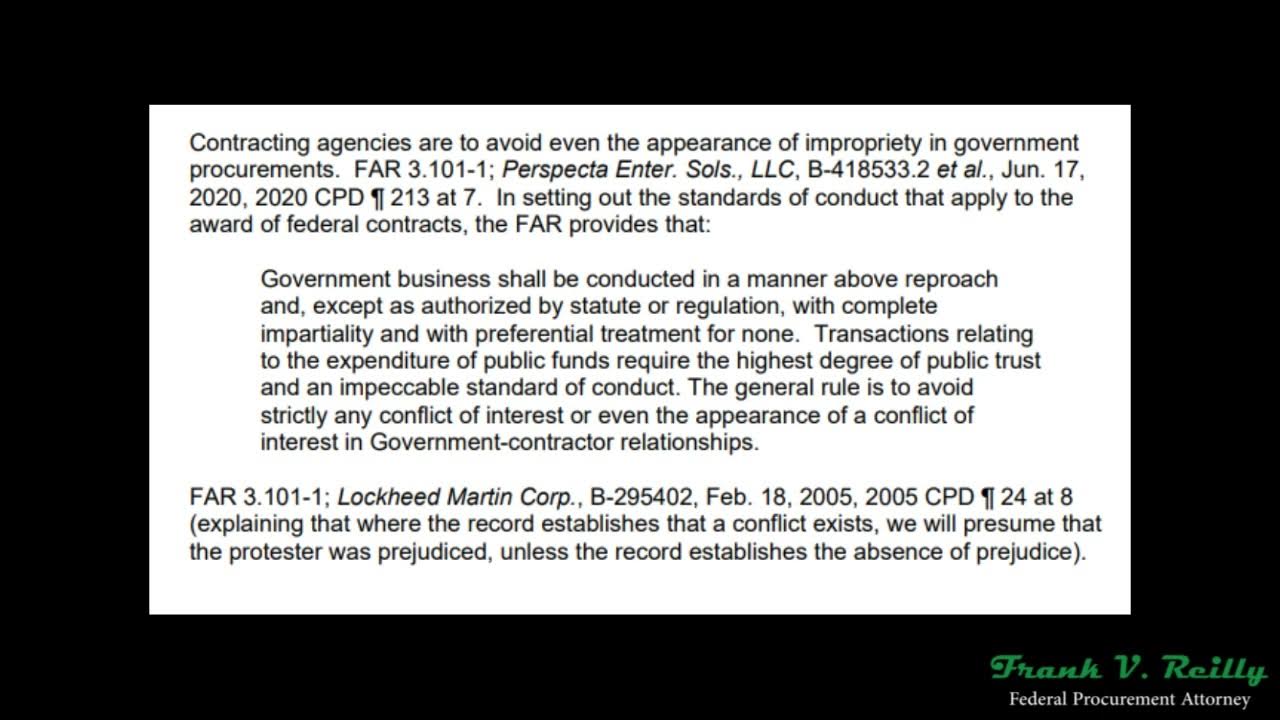 Bid protests Appearance of impropriety YouTube