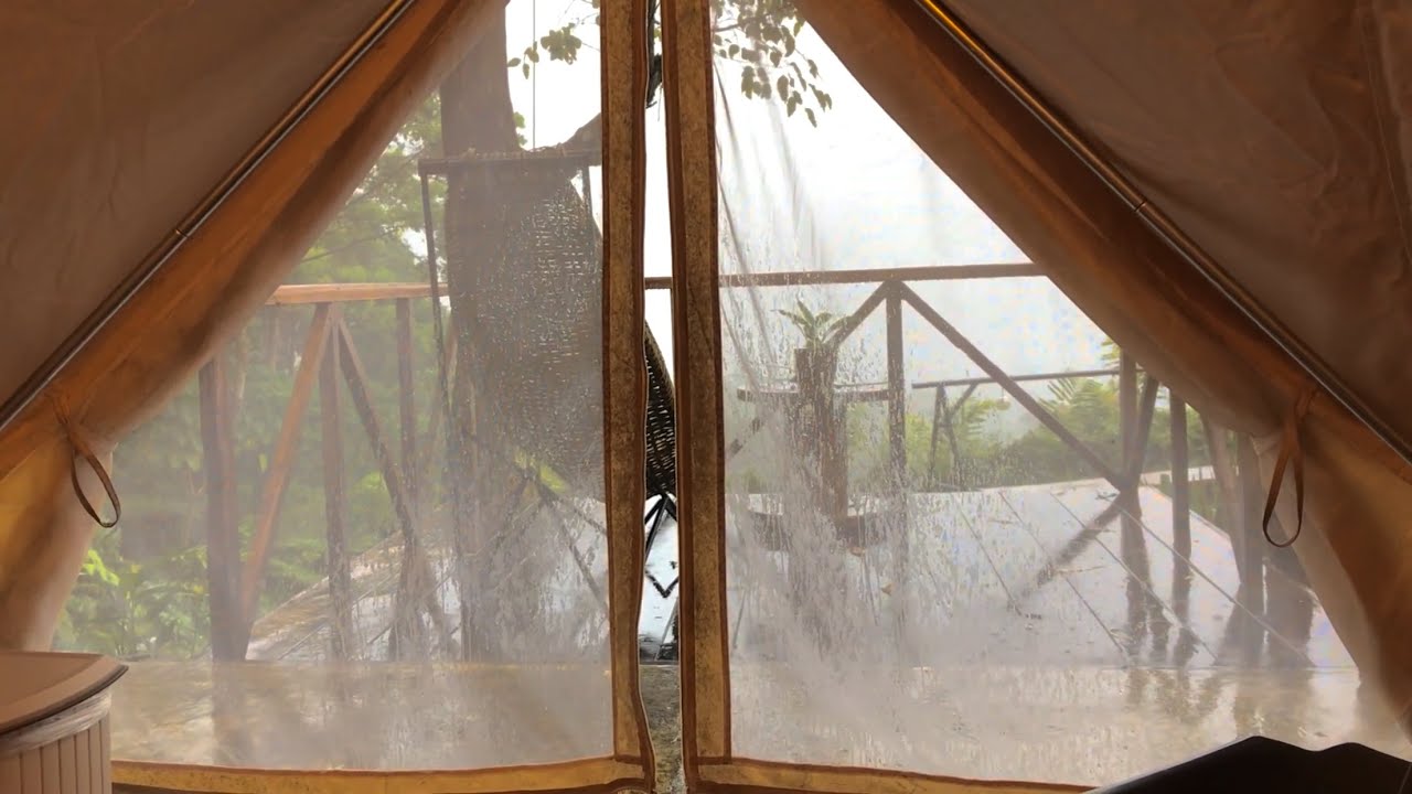 It's raining. I'll sleep in the tent on this rainy day. Nonstop rain sound for sleep and