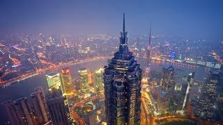 China Travel Tour - Shanghai - walking Lujiazui  Financial Area Pudong weekday from 5-9 pm HD  2017