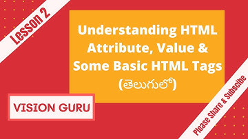 Understanding HTML attribute, value and some basic HTML tags | HTML in Telugu