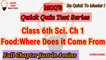 Class 6th Sci. Chapter 1 Food: Where does it Come From NCERT Revision MCQ Question Ans Test Series