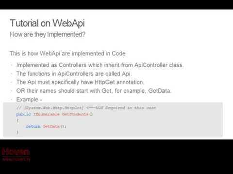 Part 1 - Basic Beginners introduction to WebApi | MVC Video based Tutorials by Hoven