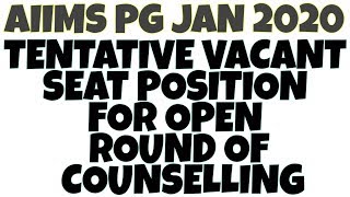 AIIMS PG JAN 2020 TENTATIVE VACANT SEAT POSITION FOR OPEN ROUND OF COUNSELLING