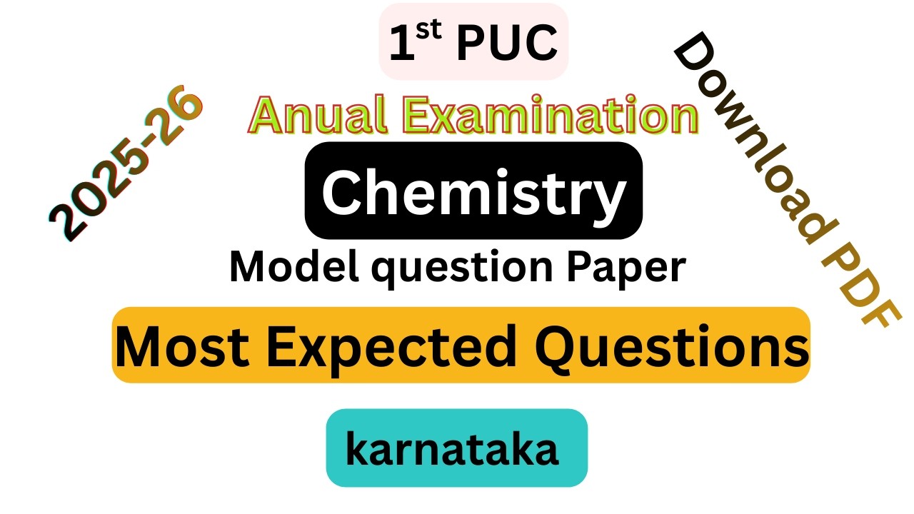 Download 1st PUC Chemistry Model Question Paper 2026 Karnataka PDF | Class 11 Annual Exam