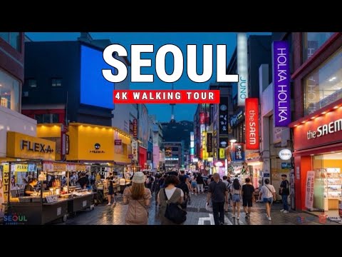 🇰🇷 Explore Vibrant Seoul | Myeongdong Walking Tour, Street Food & Late-Night Party District | 4K
