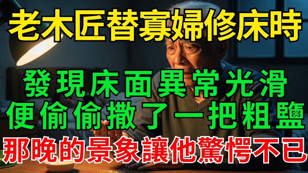 老木匠替寡婦修床時，發現床面異常光滑，便偷偷撒了一把粗鹽。那晚的景象讓他驚愕不已。