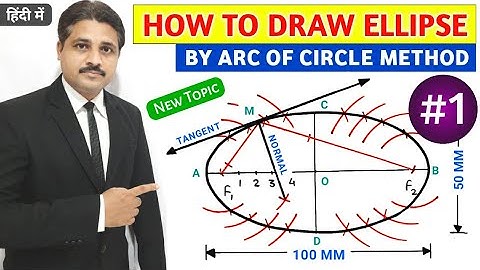 HOW TO DRAW ELLIPSE BY ARC OF CIRCLE METHOD SOLVED PROBLEM 1 LECTURE IN HINDI