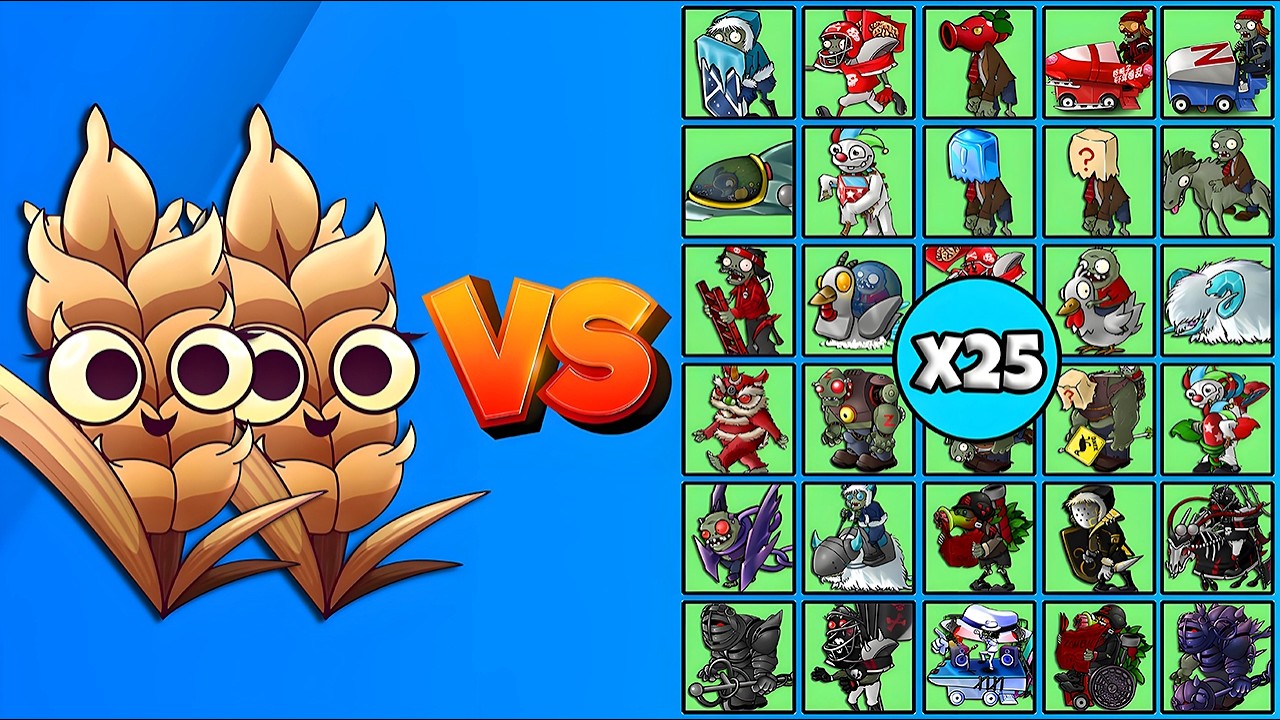 2 Barley Plants Fusion vs All Zombies x25 - PVZ Fusion