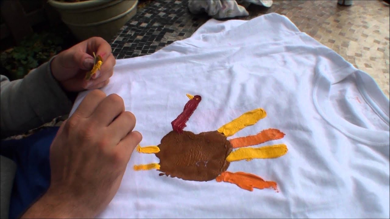How to Make a Fingerpaint TURKEY Shirt YouTube