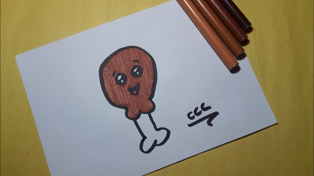 How To Drawing A Chicken Leg Easy And Kawaii YouTube