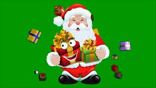 Футаж Дед Мороз с подарком на хромакее