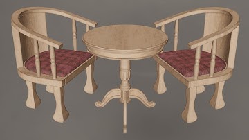 Blender And Substance 3D Painter Modeling And Texturing Timelapse-Coffee Table And Chairs
