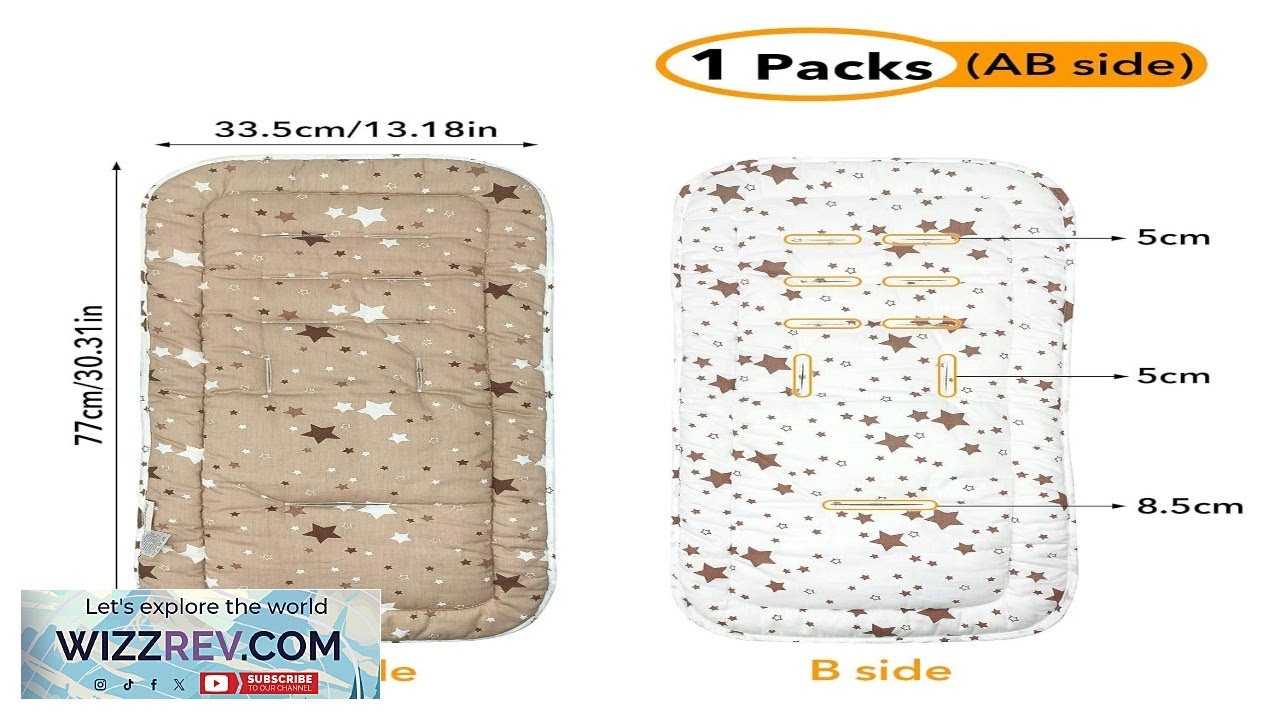 Baby Stroller Cushion Infant Car Seat Insert Reversible Universal Breathable and Soft