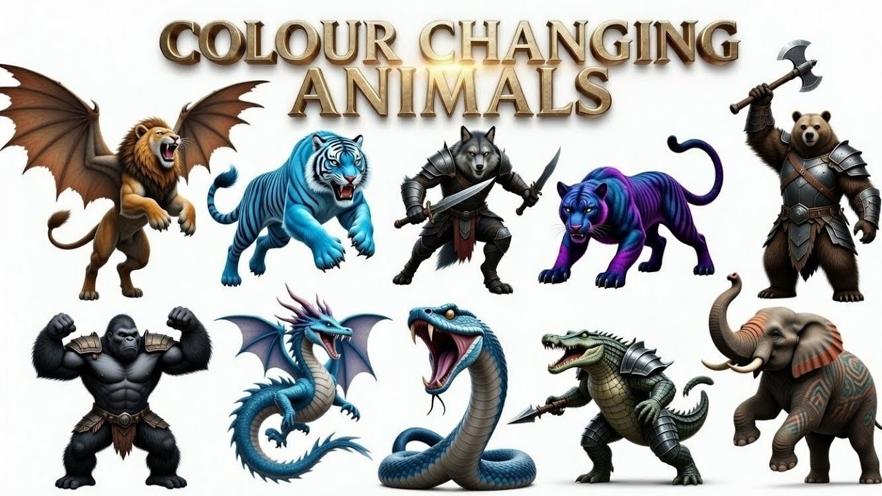 Amazing Color Changing Animals Name for kids 🐲🔥 | Dragon Lion King & Super Animal Transformations