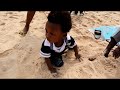 Kinetic sand ideas introduction for children with Jeremiah at the beach ⛱  ( at 11 month)