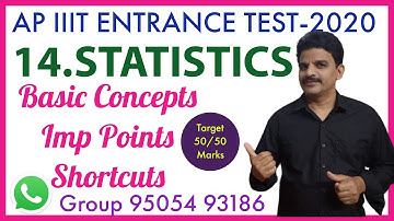 AP IIIT ENTRANCE TEST-2020- STATISTICS- Important Points & Formulas with Examples |TET | DS.c |