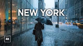 Walking in Heavy Rain in New York ☔️ Umbrella ASMR Rain Sounds for Sleep