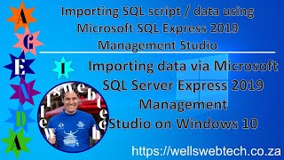 Importing SQL script / data using Microsoft SQL Express 2019 Management Studio