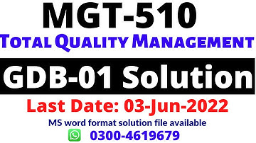 MGT 510 GDB 01 Solution May 2022. MGT 510 GDB 01 fall Spring 2022. GDB 01 with reference of handouts