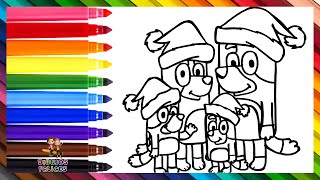 Dibuja y Colorea A Bluey Y Su Familia Durante Navidad 🐶🎁🎅❤️ Dibujos Para Niños