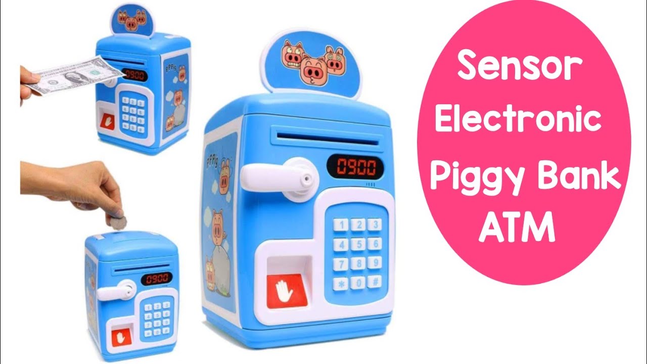 Robot Piggy Bank Kids ATM Electronic Fingerprint Password Money