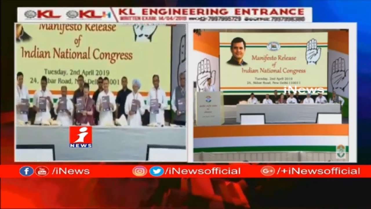 Congress President Rahul Gandhi Releases Manifesto | 2019 Lok Sabha ...