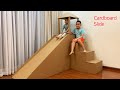 Diy  how to build a cardboard slide  how to make a big cardboard house for kids  papa  baby mv