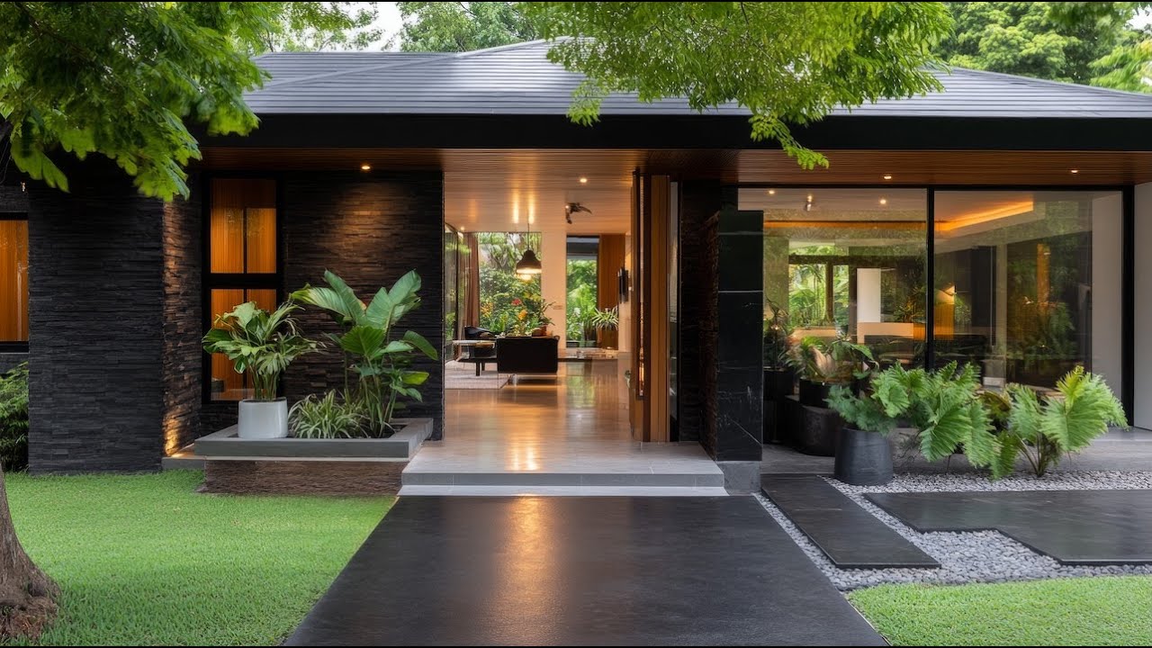 Современный минималистичный дом с вневременным дизайном, открытым входом и роскошным интерьером