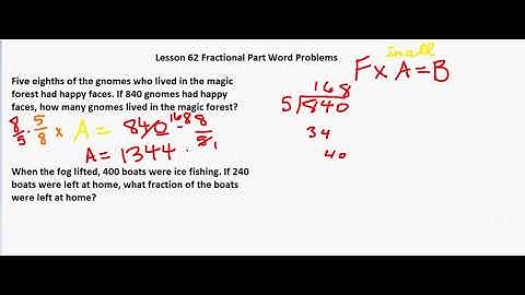 Algebra 1/2 - Ls 62 - Fractional Part Word Problems