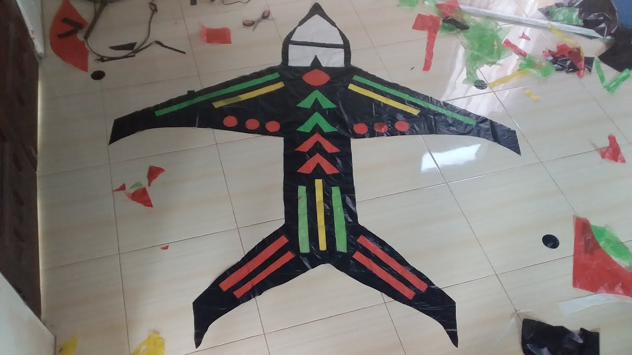How to make plane kite cara  membuat  layang  layang  