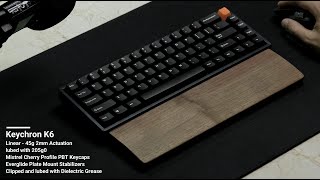 Keychron K6 - Linear Gateron Red switches Lubed and Modified - Typing Sounds 5 minutes ASMR