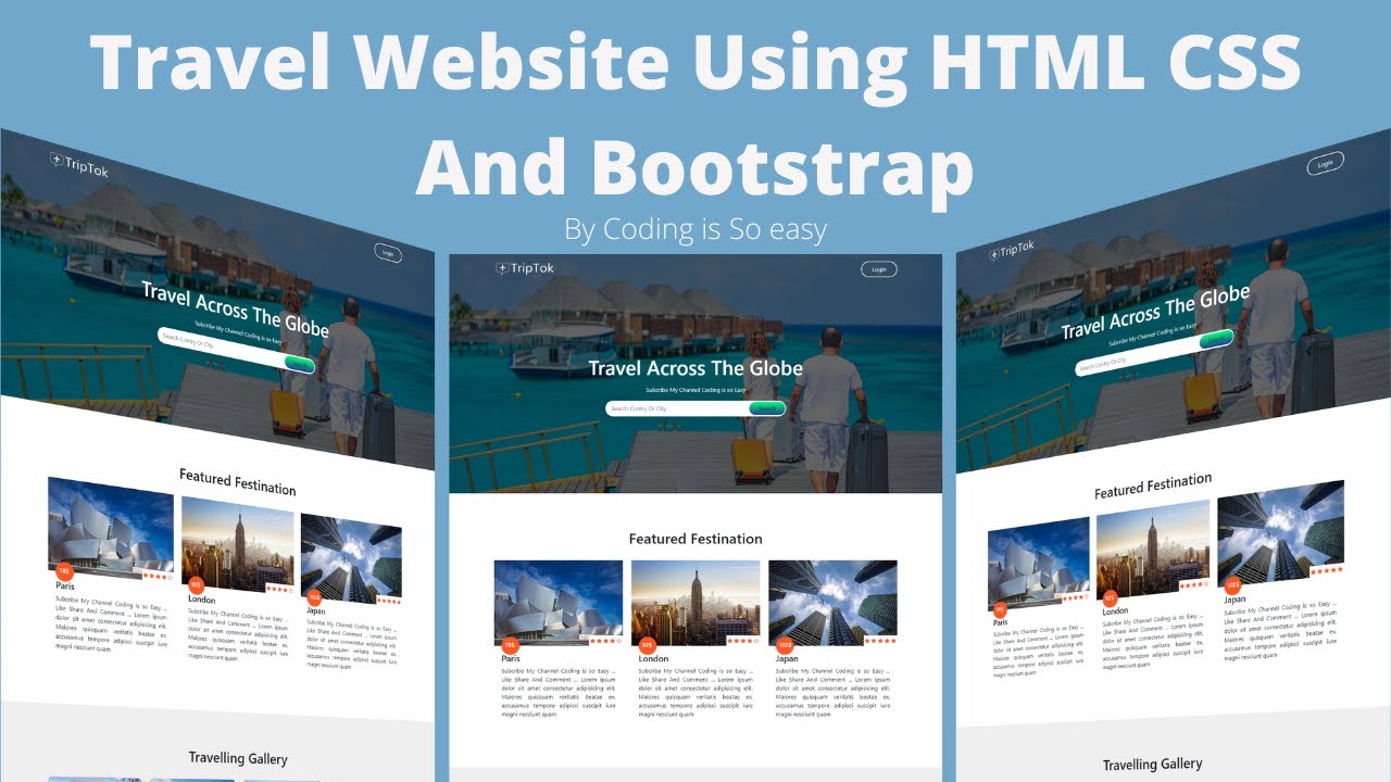 how-to-make-a-website-using-html-css-and-bootstrap-travel-website-coding-is-so-easy-youtube