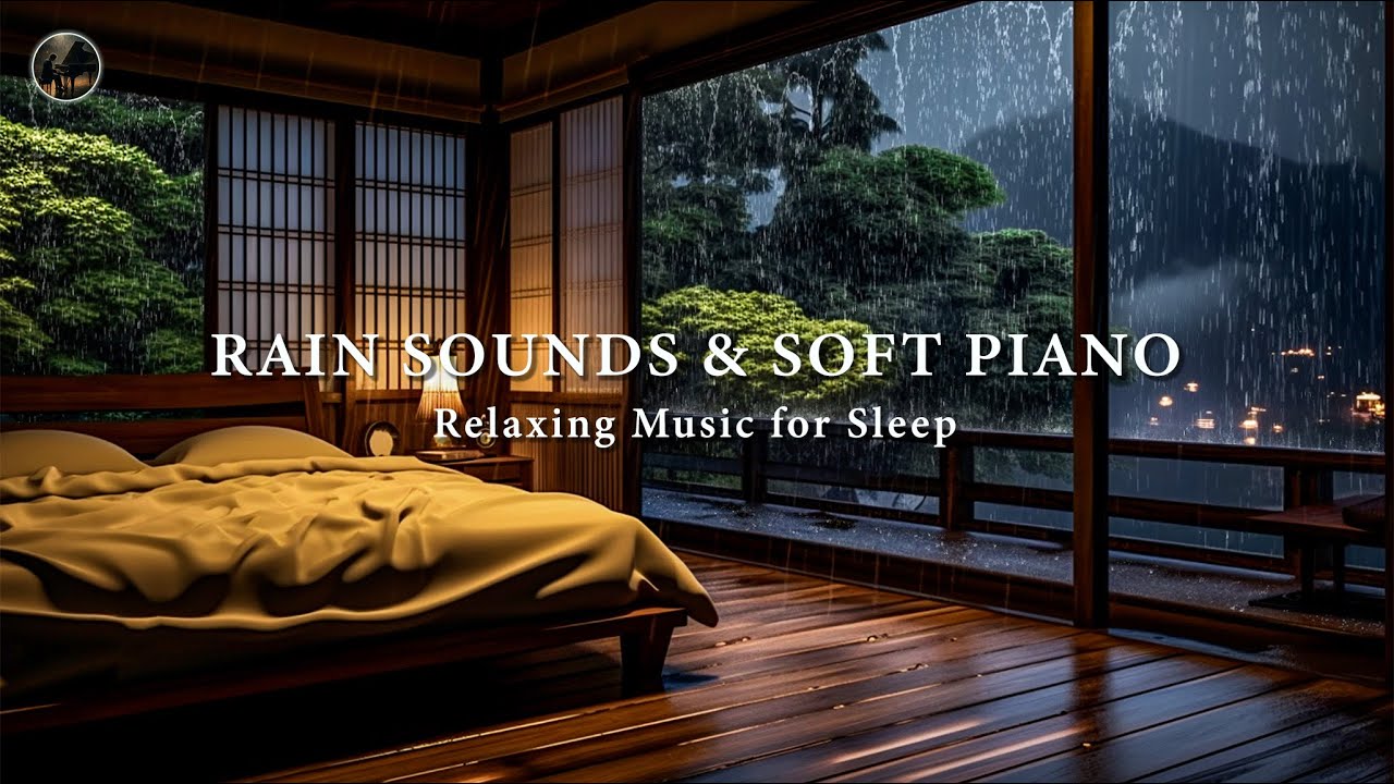 Warm Bedroom with Rain Sounds Falling Outside the Window 🎶 Relaxing Music for Sleep, Meditation