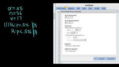 #27. Hypothesis Test for a Population Percentage in StatCrunch